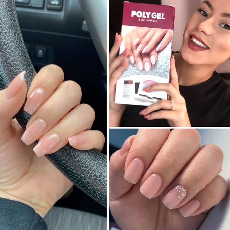 Gel de unghii Poly – Set cu lumina LED