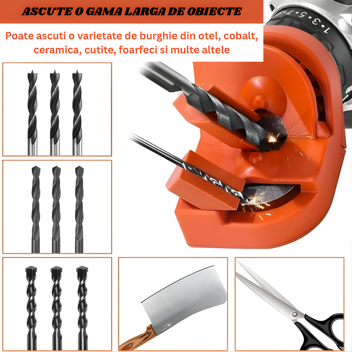 Ascutitor Portabil Multifunctional pentru Burghie